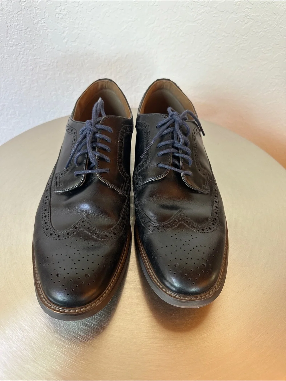 Aldo Black Leather Wingtip Derby Shoes Sz11